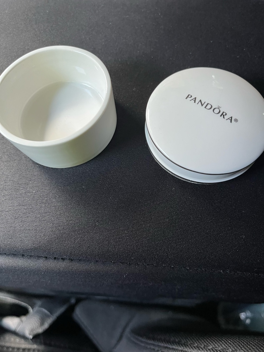 Pandora White Round Ceramic Jewelry Box with Logo Lid